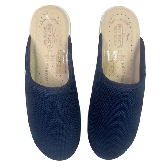 Flyflot Women's Comfort Mules Size 40 U.S. 9 M Blue Fabric NWOB - Picture 2 of 7